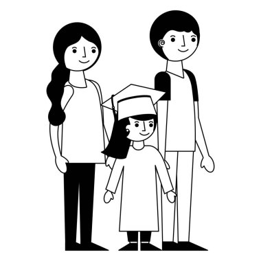 Anne ve kızı lisansüstü kız gülümseyerek