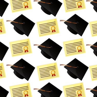 parşömen diploma ve şapkalar mezuniyet desen