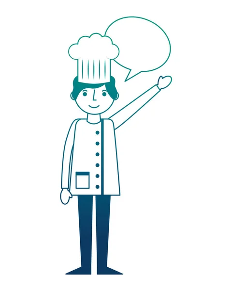 Chef hombre trabajador profesional habla burbuja — Vector de stock