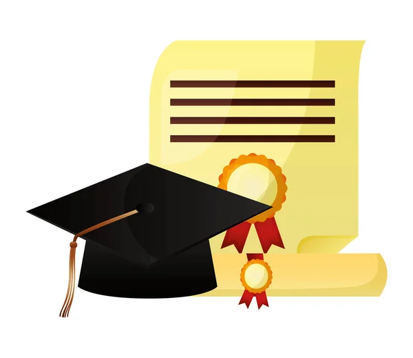Maturitní klobouk a udělení diplomu — Stockový vektor