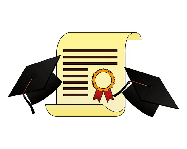 Pergament diplom och hatt examen — Stock vektor
