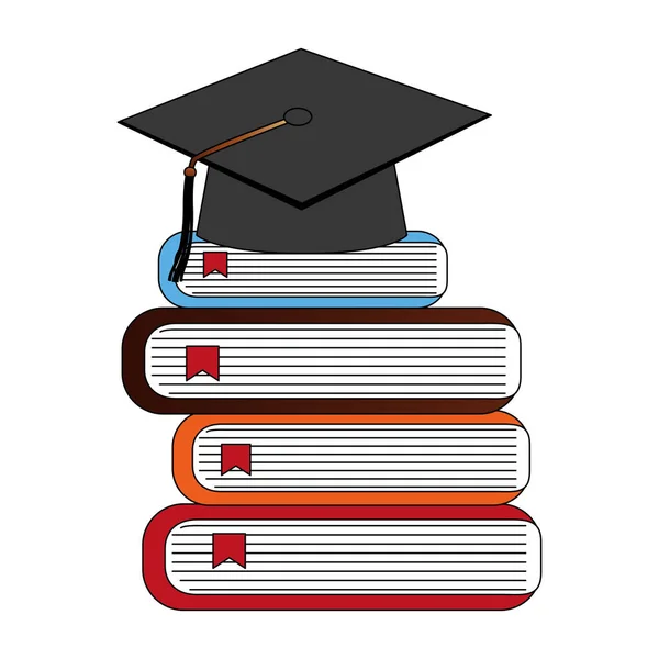 Sombrero de graduación con libros — Archivo Imágenes Vectoriales