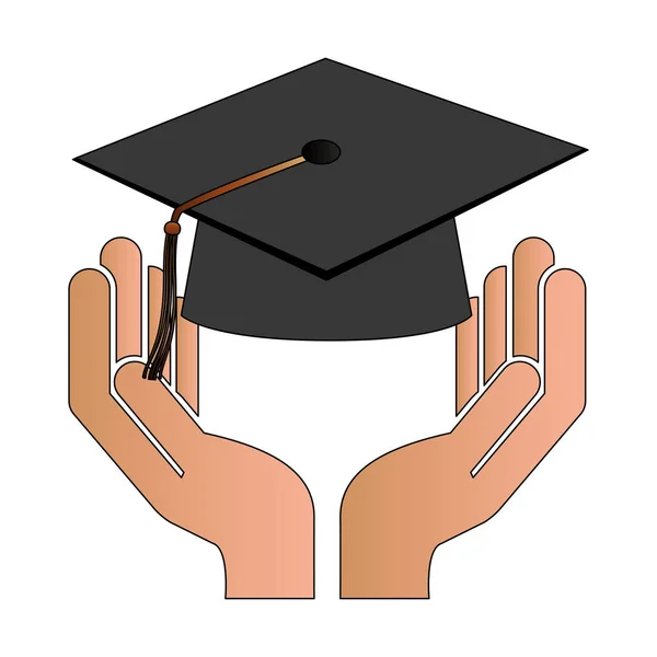 Hand with hat graduation — Stock Vector