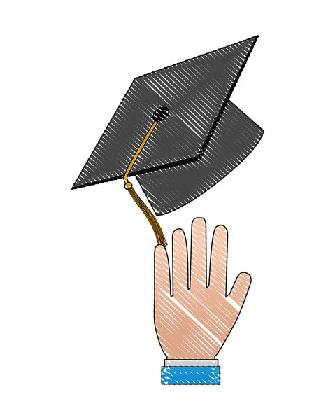 Hand with hat graduation — Stock Vector