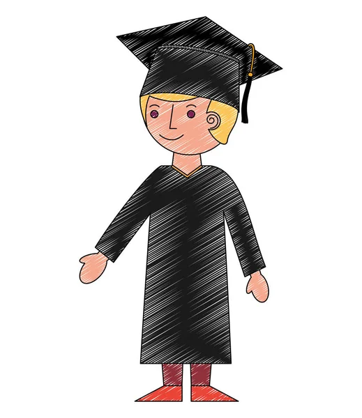 Student jongen graduted avatar karakter — Stockvector