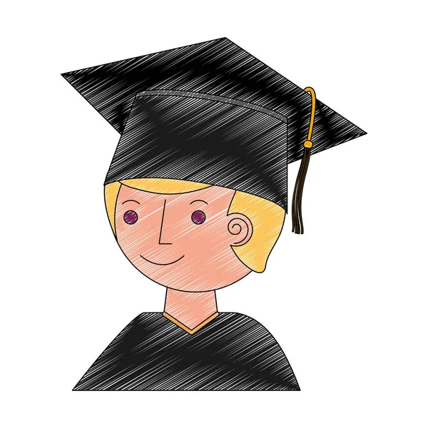 Élève garçon diplômé avatar personnage — Image vectorielle