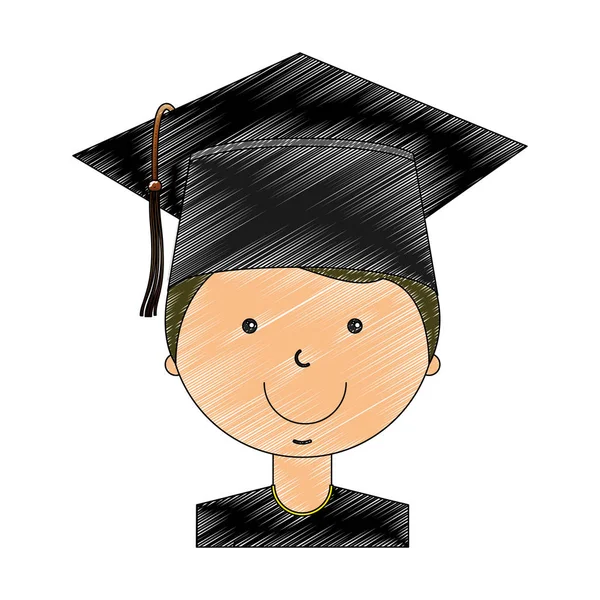 Estudante Menino Graduado Avatar Personagem Vetor Ilustração Design — Vetor de Stock