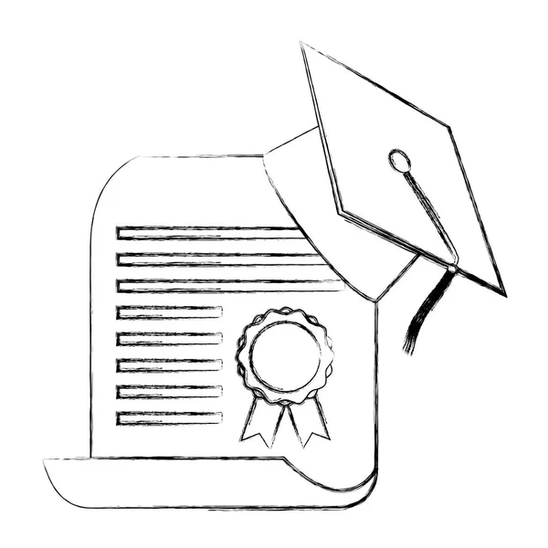Diplôme chapeau certificat papier scolaire — Image vectorielle