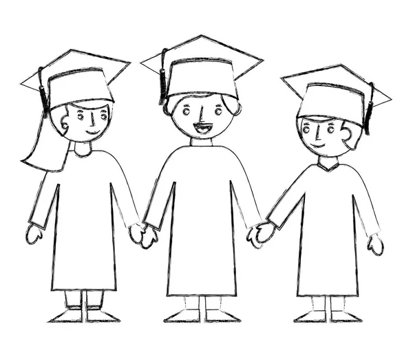 Jeune garçon et gilrs école graduation — Image vectorielle