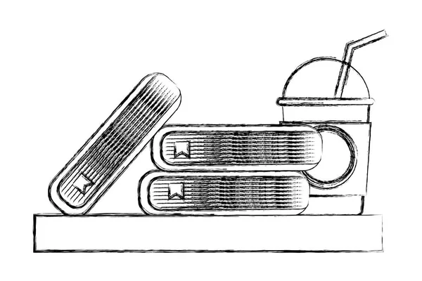 학교도 서 및 종이 커피 컵 — 스톡 벡터