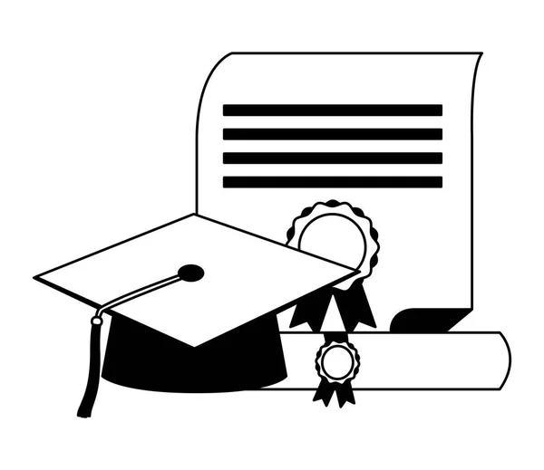 Mezuniyet şapka kitap ve sertifika okul — Stok Vektör