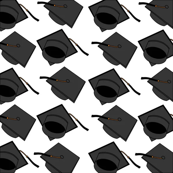 Hats graduation pattern background — Stock Vector