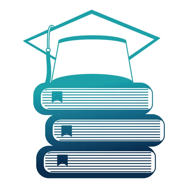 Şapka mezuniyet kitaplar — Stok Vektör