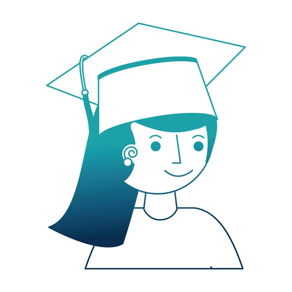 Student dívka graduted avatar postava — Stockový vektor