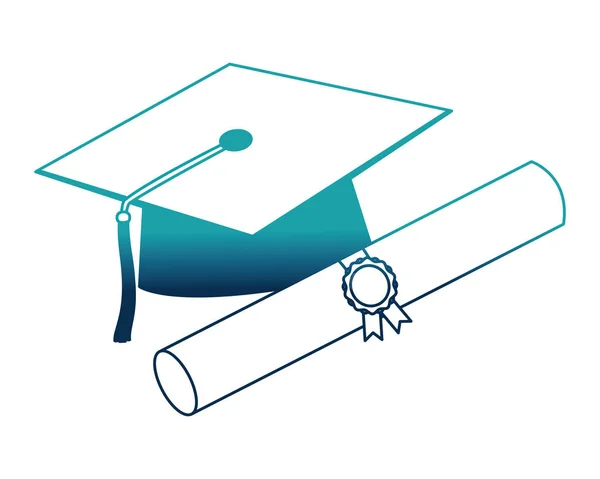 Pergamen diploma és kalap érettségi — Stock Vector