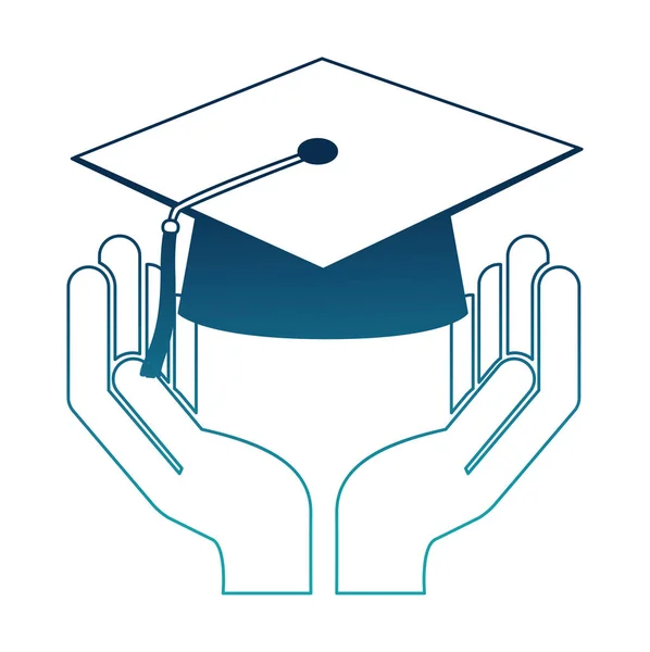 Main avec graduation chapeau — Image vectorielle