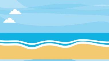 Plaj tropikal gökyüzünde uçan sevimli kuş