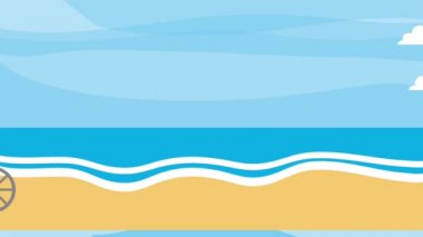 Anne ve kızı binicilik bisiklet Beach