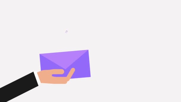 Hand met envelop met houdt en love it sociale media — Stockvideo