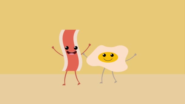 Kawaii desenhos animados alimentos — Vídeo de Stock
