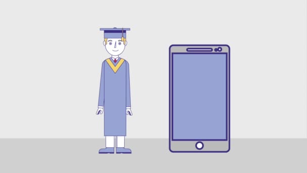 Pessoas educação graduação on-line — Vídeo de Stock