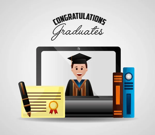 Felicitaciones tarjeta de graduación — Vector de stock