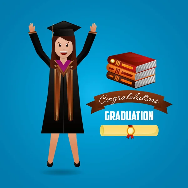 Felicitaciones tarjeta de graduación — Vector de stock