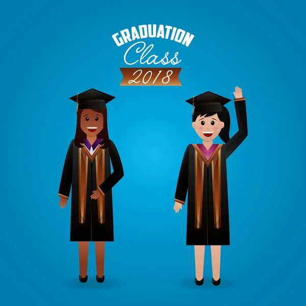 Felicitaciones Graduación Signo Cinta Estudiantes Saludo Sonriente Vector Ilustración — Vector de stock