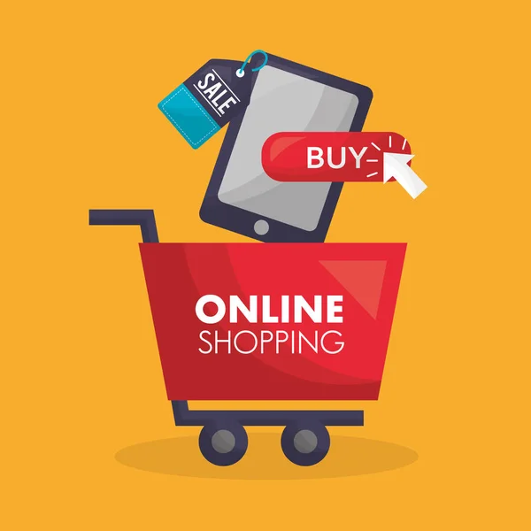 Carta di shopping online — Vettoriale Stock