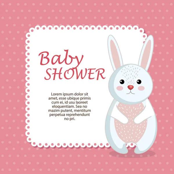 Baby shower card con simpatico coniglio — Vettoriale Stock