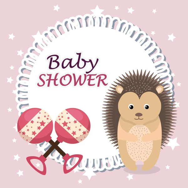Carte de douche bébé avec porc-épic mignon — Image vectorielle