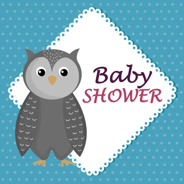 Tarjeta de ducha de bebé con búho lindo — Vector de stock