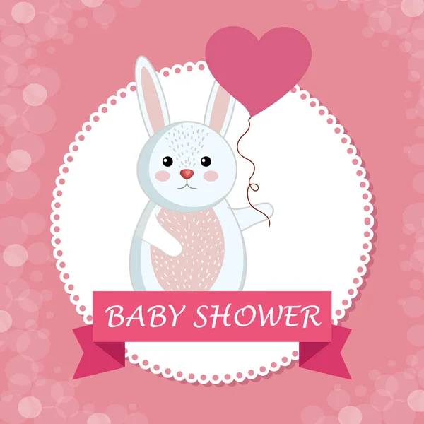 Baby douche kaart met schattig konijn — Stockvector