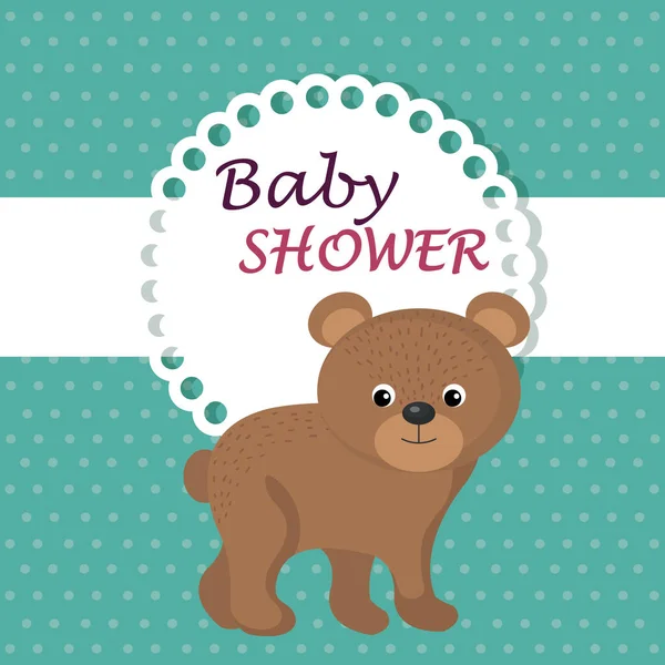 Baby shower card with cute bear — Stock Vector