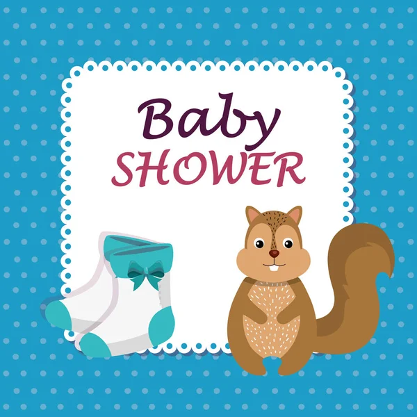 Baby Duschkarte Mit Niedlichen Streifenhörnchen Vektor Illustration Design — Stockvektor