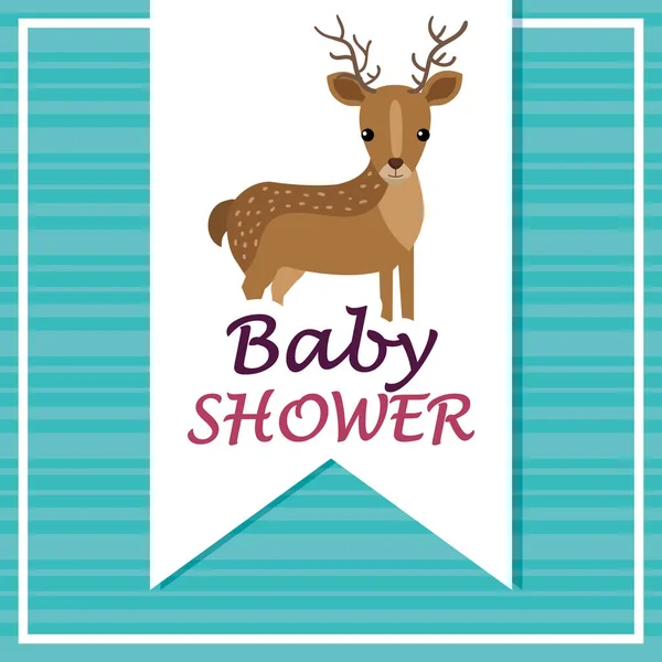 Baby shower card with cute reindeer — Stockvector