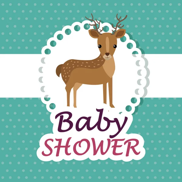 Baby shower card with cute reindeer — Stockvector