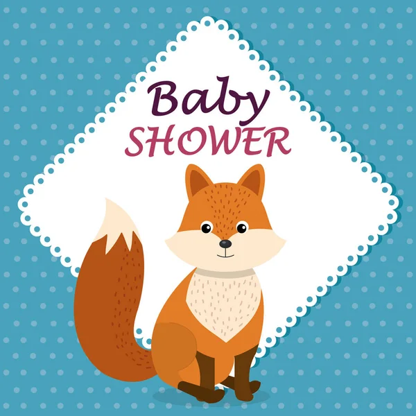 Baby-Duschkarte mit niedlichem Fuchs — Stockvektor