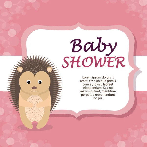 Carte de douche bébé avec porc-épic mignon — Image vectorielle