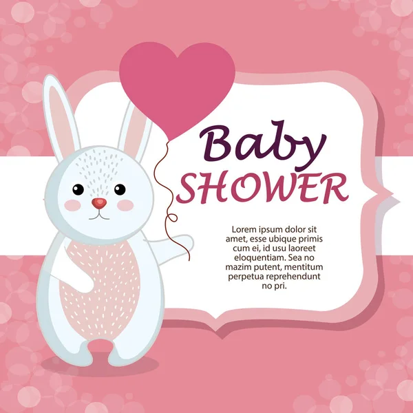 Carte de douche bébé avec lapin mignon — Image vectorielle