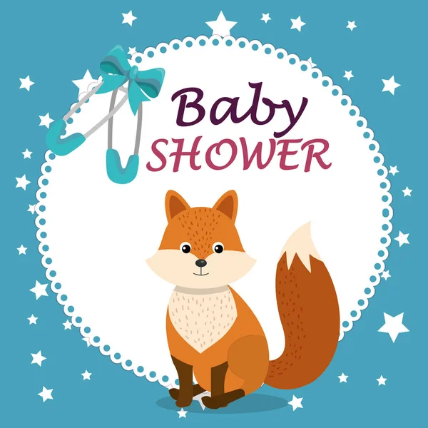 Carte de douche bébé avec renard mignon — Image vectorielle