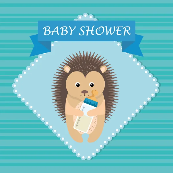Tarjeta de ducha de bebé con lindo puercoespín — Archivo Imágenes Vectoriales