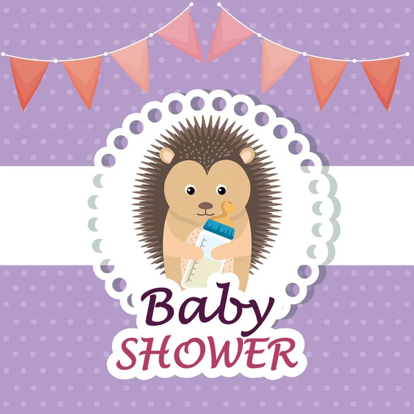 Baby shower card with cute porcupine — Stockvector