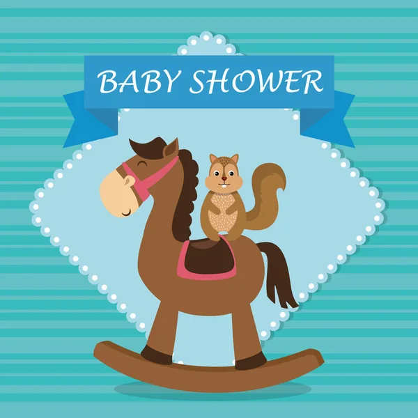 Carte de douche bébé avec chipmunk mignon en bois de cheval — Image vectorielle