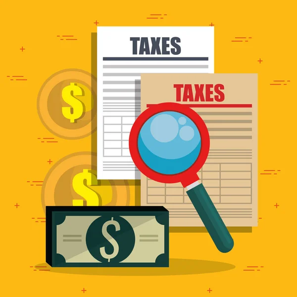 Steuerpflichten Und Wirtschaft Symbole Vektor Illustration Design — Stockvektor