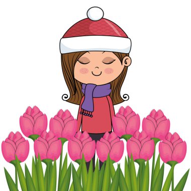 gül Bahçe kawaii karakter güzel kız