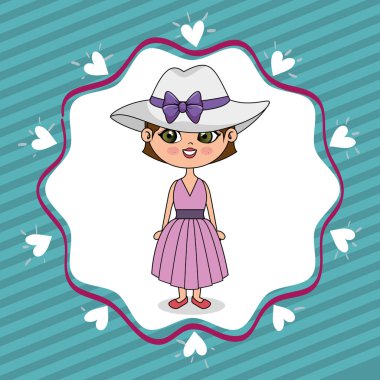 Kalpler dantel kawaii karakteri ile güzel kız