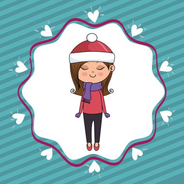 Kalpler dantel kawaii karakteri ile güzel kız