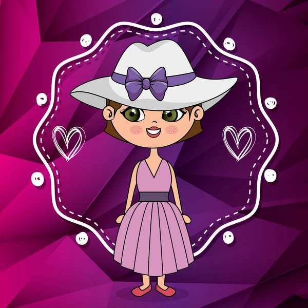 kalpleri ve dantel kawaii karakteri ile güzel kız