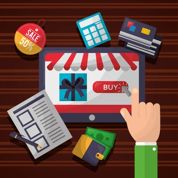 On-line nákupní karta — Stockový vektor